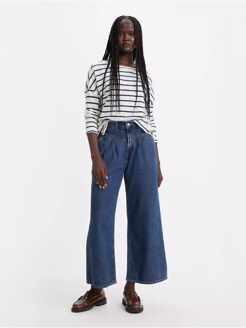 Levi's Dark Blue Wide-Leg Cropped Jeans